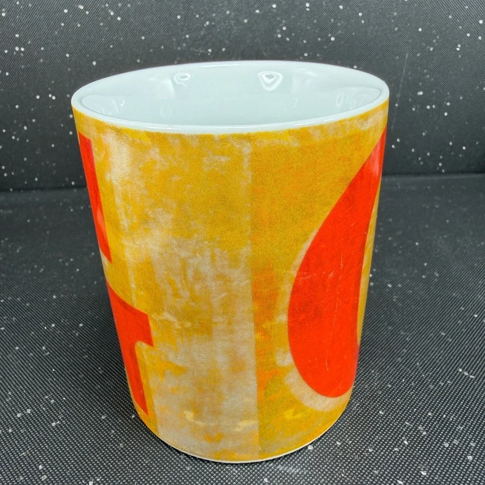 Pier 1 Porcelain Letter G Coffee Mug‎ Red Yellow Orange Monogram Initial Cup